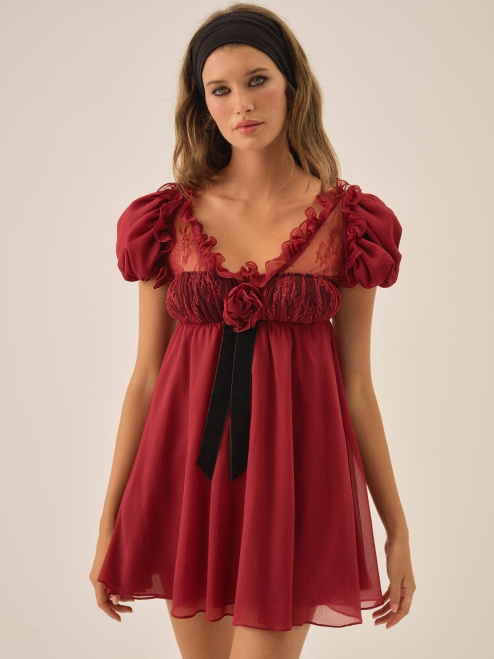$229 New For Love And Lemons “Claudine” Chiffon Babydoll Dress Sz XXS